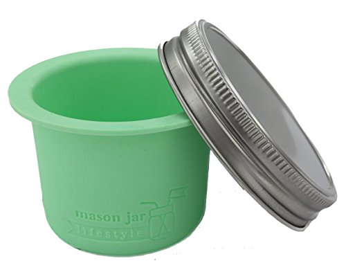 Divider Cup by Mason Jar Lifestyle - For Salads, Dips, and Snacks. Plastic Free Bento Lunch Container(Mint Green, Wide Mouth)