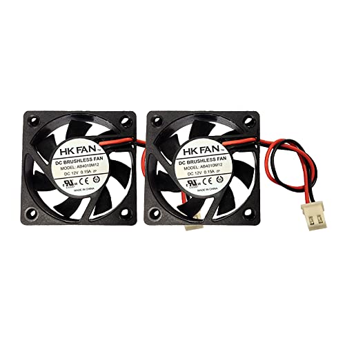 2packs 40mm x 40mm x 10mm 4010 12V 0.15A Ball Bearing Brushless DC Cooling Fan 2pin AB4010M12 UL TUV