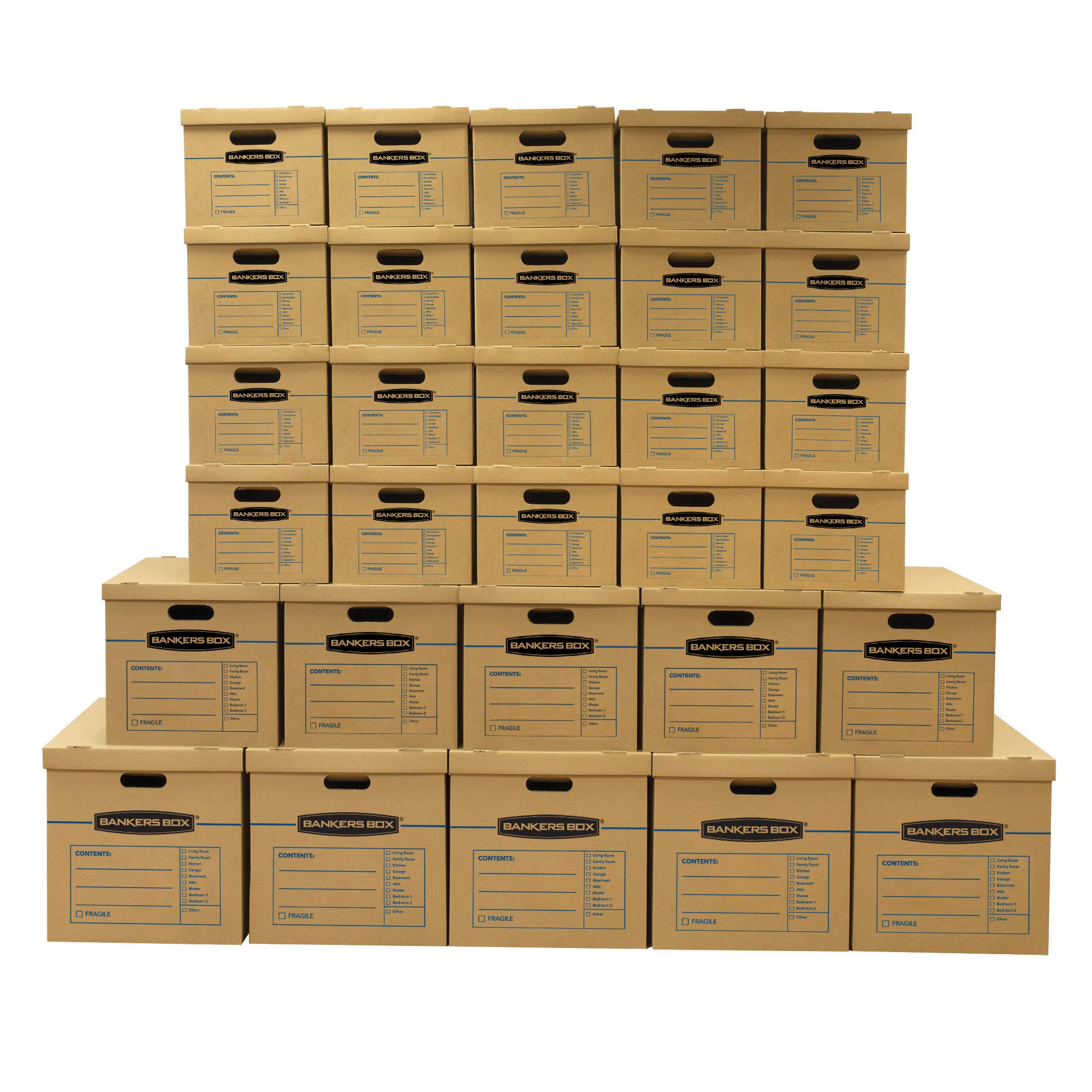 Book Cover Bankers Box SmoothMove Classic Moving Boxes, 30 Pack Small, Medium, and Large Box Kit, Tape-Free Assembly, Easy Carry Handles Boxes Boxes