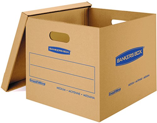 Book Cover Bankers Box SmoothMove Classic Moving Boxes, Tape-Free Assembly, Easy Carry Handles, Medium, 18 x 15 x 14 Inches, 10 Pack (7717204)