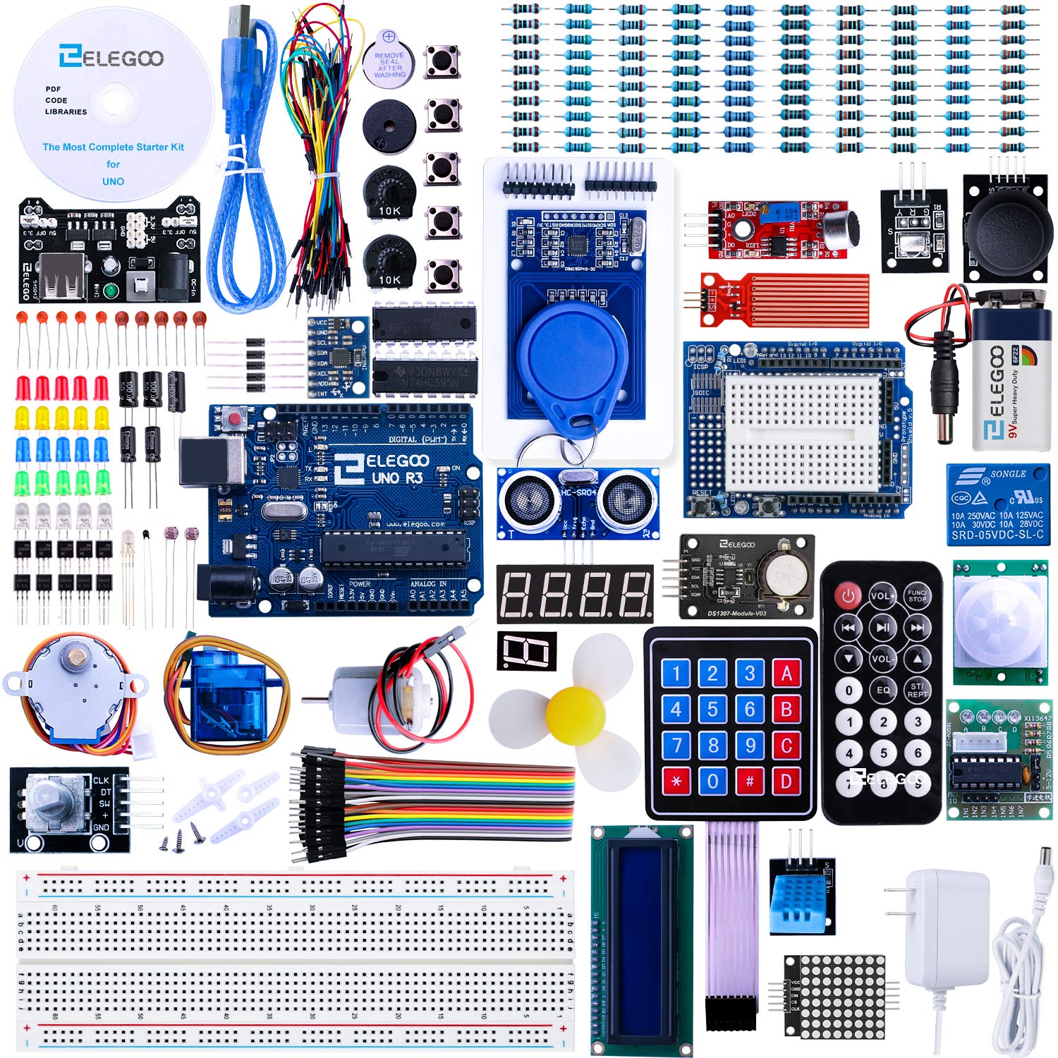 Book Cover ELEGOO UNO R3 Project Most Complete Starter Kit w/Tutorial Compatible with Arduino IDE (63 Items) V1.0