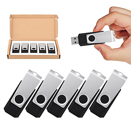 TOPESEL 5 Pack 32GB USB Flash Drives Flash Drive Flash Memory Stick Swivel USB 2.0 (32G, 5PCS, Black)