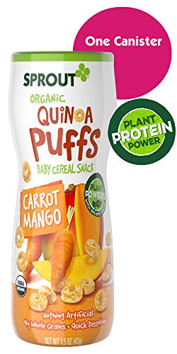 Sprout Organic Quinoa Puffs Baby Snacks, Carrot Mango, 1.5 Ounce Canister (Single)