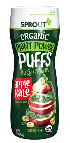 Sprout Organic Baby Food Baby Snacks Plant Power Puffs, Apple Kale, 1.5 Ounce Canister (Pack of 1)