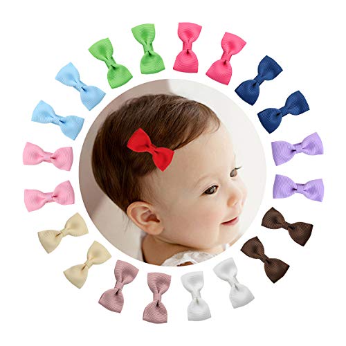 Shemay 10 Pairs 2 inches Tiny Boutique Grosgrain Ribbon Hair Bow Alligator Clips Barrettes for Baby Girls Toddlers Kids