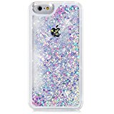 iPhone 6S Plus Case, iPhone 6 Plus Case, Crosstree Luxury Transparent Bling Glitter Sparkle Hybrid Bumper Case with Liquid Infused with Glitter and Stars/Love in 5.5 inch. (Crystal Pink)