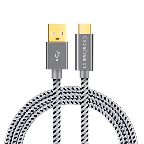 CableCreation USB Type C Cable, 10ft Braided USB C to USB A Fast Charge Cord, with 56K Ohm Resistor, Compatible Galaxy S8/S8+/S9/S9+/S10, Pixel 3XL 2XL, OnePlus 6 6T & More, 3M / Gray