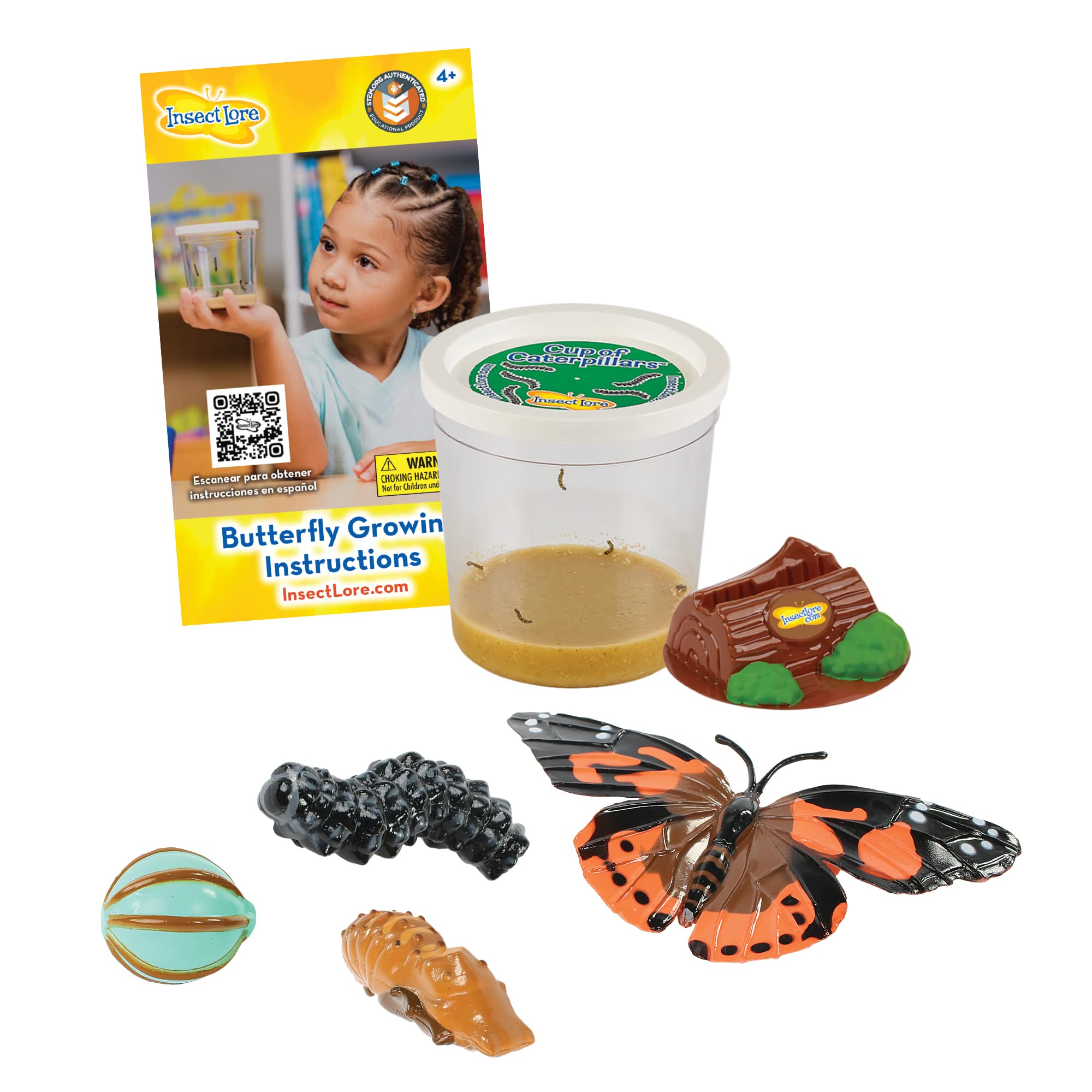 Book Cover Insect Lore 5 Live Caterpillars Cup of Caterpillars Butterfly Kit Refill - Plus Butterfly Life Cycle Stages Toy Figurines - Shipped Now