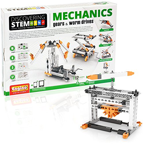 Book Cover Engino Discovering STEM Toys Mechanics Gears & Worm Drives | Activities and Experiments Booklet ( 12 Engineering and Construction Models )