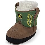 John Deere Infant/Baby Slippers Comfortable, Warm, Soft, Cozy, Fun, Infant Slippers Green, 6/12M