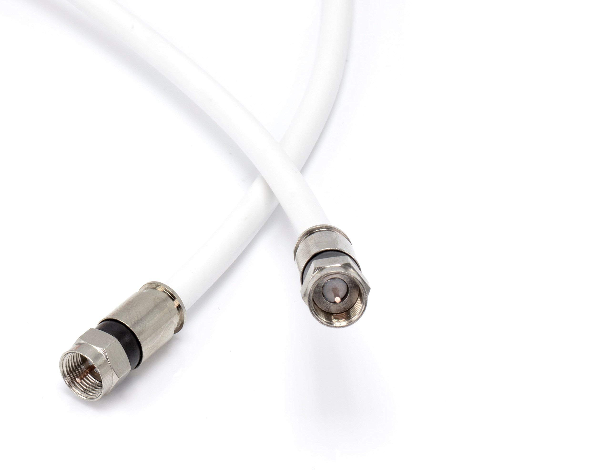 6' Feet, White RG6 Coaxial Cable (Coax Cable) with Connectors, F81 / RF, Digital Coax - AV, Cable TV, Antenna, and Satellite, CL2 Rated, 6 Foot