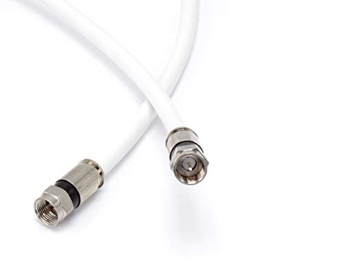 50' Feet, White RG6 Coaxial Cable (Coax Cable) with Connectors, F81 / RF, Digital Coax - AV, Cable TV, Antenna, and Satellite, CL2 Rated, 50 Foot