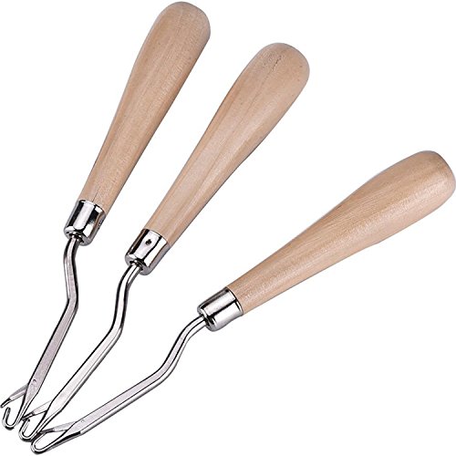 eBoot 6.5 inch Wooden Bent Latch Hook Tool Set of 3