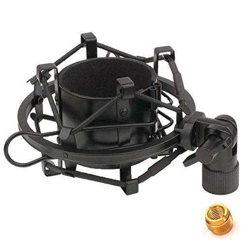 Book Cover ZRAMO TH106 Black Spider Universal Microphone Shock Mount Holder Adapter Clamp Clip for AT2020 USB PR40 RE20 AT4033a AT2050 Large Diameter Studio Condenser Mic Anti-Vibration Mic Holder