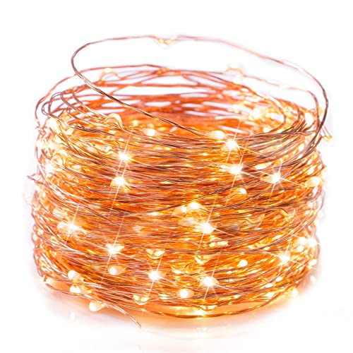 Minetom Fairy Lights Plug in, 40Ft 120 LED Waterproof Copper Wire Firefly Lights, with Remote and UL Adaptor, Starry String Lights for Wedding Indoor Outdoor Christmas Garden Decoration, Warm White