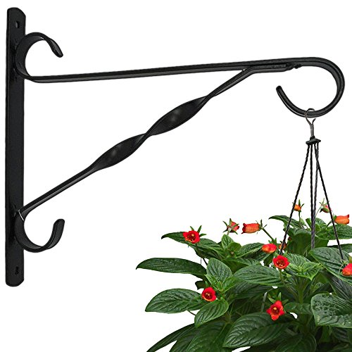 AMAGABELI GARDEN & HOME Hanging Plants Bracket 10'' Wall Planter Hook Flower Pot Bird Feeder Wind Chime Lanterns Hanger Patio Lawn Garden for Shelf Shelves Fence Screw Mount against Door Arm Hardware