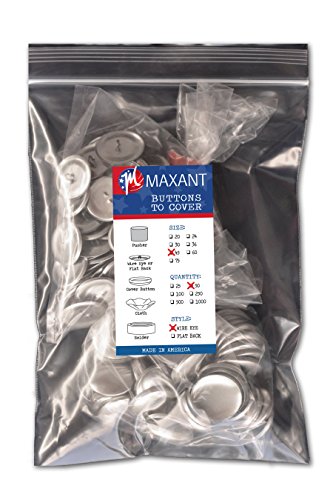 50 Cover Buttons by Maxant, 45 (1 1/8") with Wire Eye Backs, Ideal for Sewing. NO Tool
