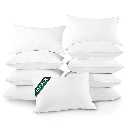 Book Cover DOWNLITE 10-Pack Set of Hotel Style Hypoallergenic Down Alternative Bed Pillows – Standard/Queen Jumbo Size, 20” x 28” – Soft/Medium Density, For Stomach & Back Sleepers – Machine Washable & Dryable