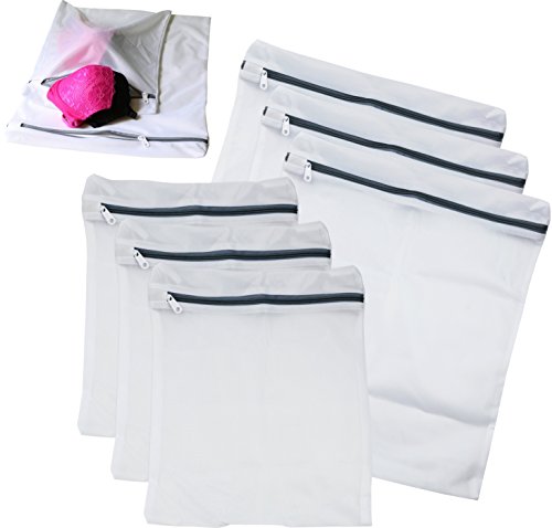 Book Cover 6 Pack - SimpleHouseware Laundry Bra Lingerie Mesh Wash Bag (3 Large & 3 Medium)