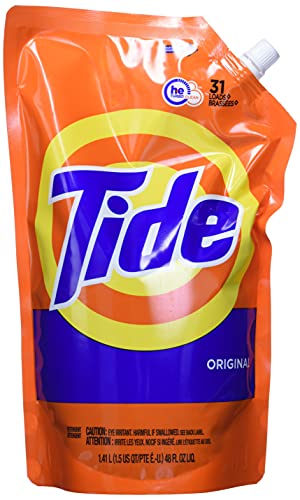 Book Cover Tide Laundry Detergent Liquid, Original Scent, HE Turbo Clean, Pack of 3 Smart Pouches, 93 Loads Total