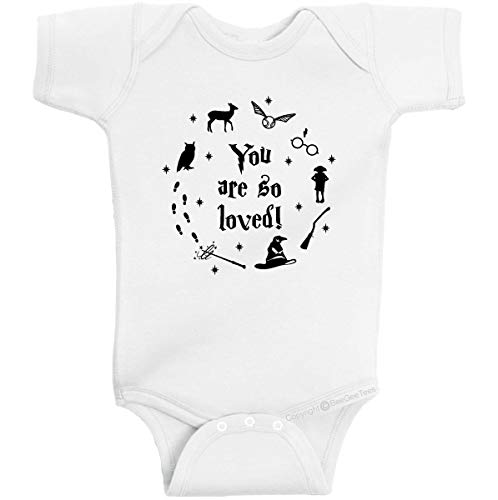 BeeGeeTees You are So Loved Cute Baby Romper Boys and Girls Wizard Bodysuit (Newborn, White)