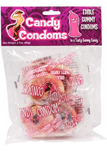 Bachelorette Party Gag Gift Candy Condoms - Edible Gummy Condoms 6 Each Per Pack (Gummy Worms)