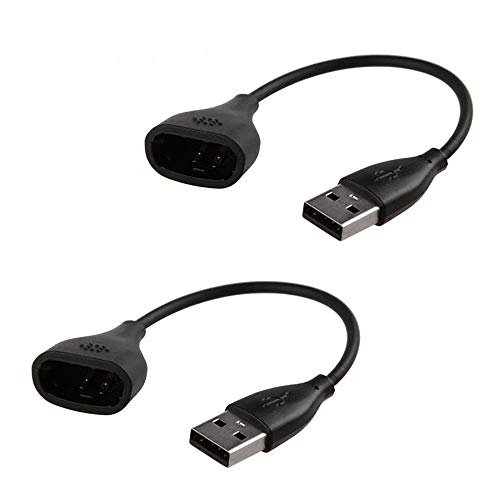 AUTRUN 2Pcs Black Replacement USB Charger Charging Cable Cord for Fitbit One Band Wireless Activity Bracelet(12cm)