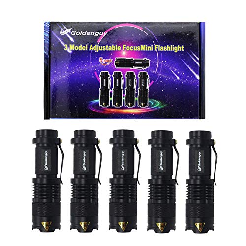 5 Pack Mini Ultra Bright LED Flashlight Light 7w 300lm Adjustable Focus Zoomable Q5 Cree Tactical Lightings