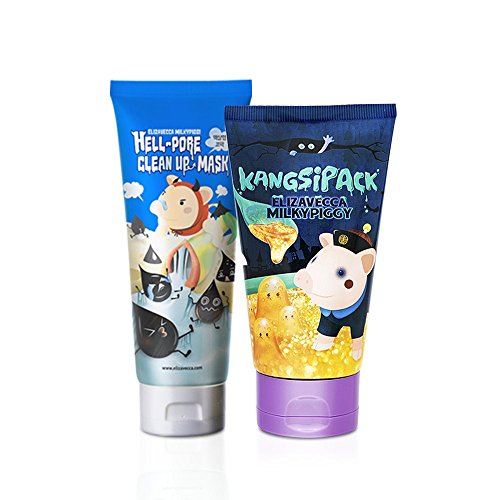 Elizavecca Milky Piggy Hell-Pore Clean Up nose Mask, liquid type nose pack 100Ml + Kangsi Pack Wrinkle care Deep Cleansing 24K Gold Mask