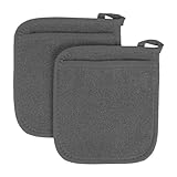 RITZ Terry Pocket Mitt & Hot Pad: Unparalleled Heat Resistant, Durable 100% Cotton – Ergonomically Designed for Optimal Grip – Easy-Care Machine Washable – 2-Pack, Graphite