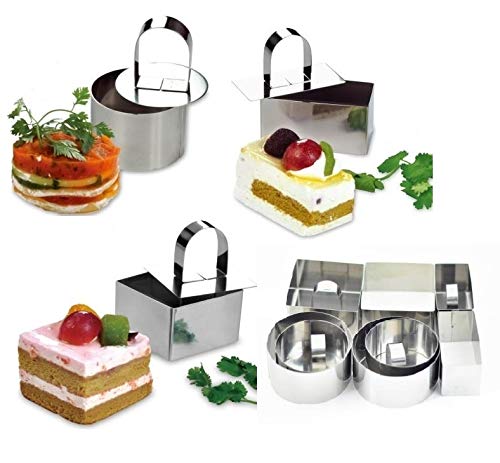 Book Cover NewlineNY Stainless Steel Dessert Rings (12 Pcs) Round Square Rectangular Appetizers Molded Salads, Cakes Mousse Molding Layering Cake Cutter 12 Pcs Set Dessert Rings
