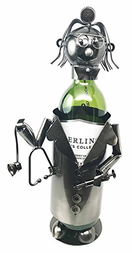 Atlantic Collectibles Lady Family Doctor On Duty Hospital Clinic Hand Made Metal Wine Bottle Holder Caddy Female Medical Practitioner