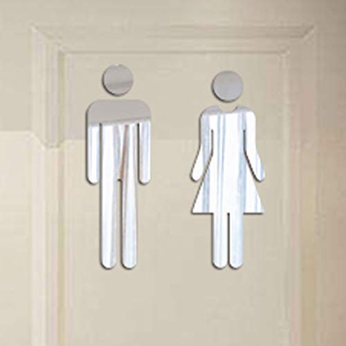 Usstore Removable Cute Man Woman Washroom Toilet WC Wall Sticker Family DIY Decor Art Stickers Home Decor Wall Art for Kids Living Room Home Decoration (Only 1 Piece WC Sticker Include)