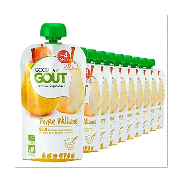 Good Goût - BIO - Gourde de Purée de Fruits Poire Williams dès 4 Mois 120 g - Pack de 10