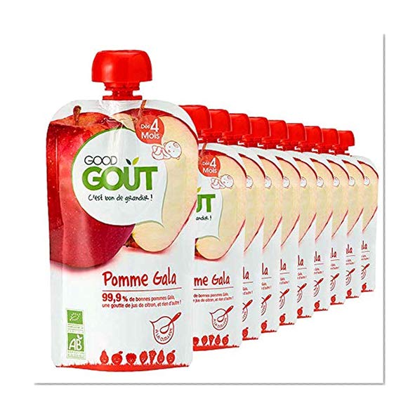 Good Goût - BIO - Gourde de Purée de Fruits Pomme Gala dès 4 Mois 120 g - Pack de 10