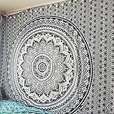 Exclusive Black and White Ombre Tapestry by JaipurHandloom Mandala Tapestry, Queen, Multi Color Indian Mandala Wall Art Hippie Wall Hanging Bohemian Bedspread