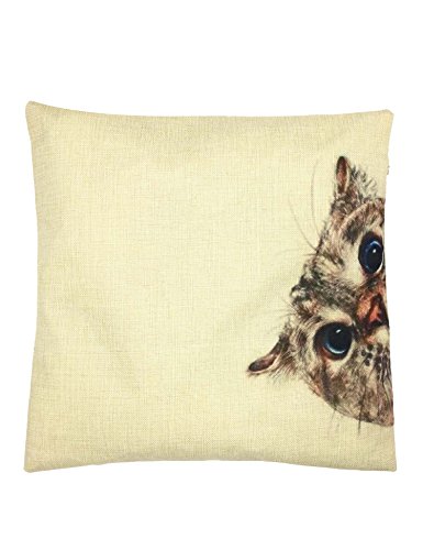 YOUR SMILE Cat Cotton Linen Square Decorative Throw Pillow Case Cushion Cover 18x18 Inch(45CM45CM) (Color#0)