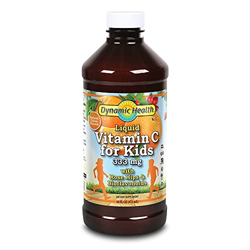 Dynamic Health Liquid Vitamin C for Kids 333 mg with Rose Hips, Acerola & Bioflavonoids | Approx. 96 Servings, 16 FL OZ