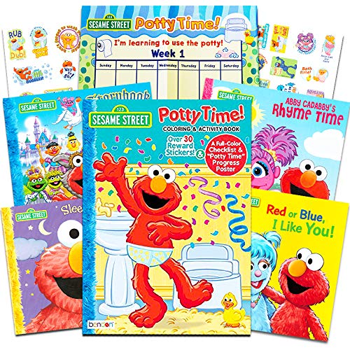 Book Cover Sesame Street Elmo Potty Training Book Super Set For Toddlers -- Includes Progress Chart, Poster, Reward Stickers and Bonus Sesame Storybooks (ABC, Colors, Rhymes, Bedtime)