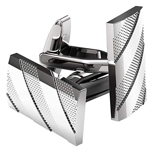 UHIBROS Cufflinks For Men Polished Finish Stainless Steel Luxury French Tuxedo Shirt Cuff Links Silver