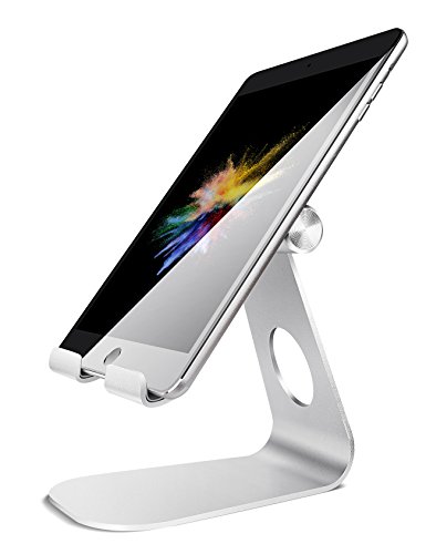Book Cover Tablet Stand Adjustable, Lamicall Tablet Stand : Desktop Stand Holder Dock Compatible with Tablet Such as iPad 2018 Pro 9.7, 10.5, Air Mini 4 3 2, Kindle, Nexus, Tab, E-Reader (4-13'') - Silver
