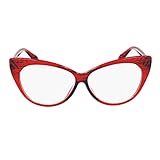 HOLECO Super Cat Eye Glasses Vintage Inspired Mod Fashion Clear Lens Eyewear (Red)