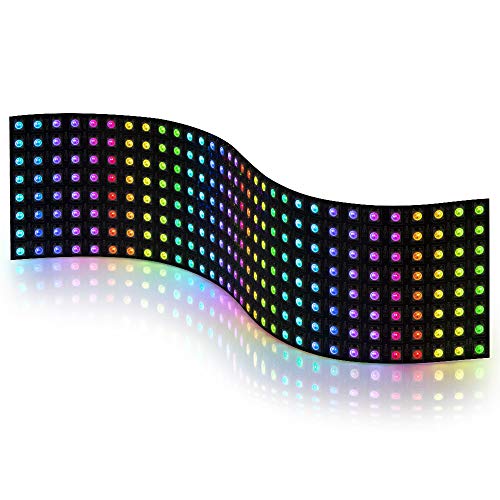 BTF-LIGHTING WS2812B RGB 5050SMD Individually Addressable Digital 8x32 256 Pixels 12.5in x 3.1in LED Matrix Flexible FPCB Full Color Works with K-1000C ,etc Controllers Image Video Text Display DC5V
