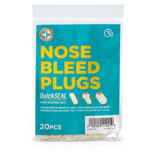 Be Smart Get Prepared Quick Seal Nosebleed Plugs. Stops Bleeding Fast, Non-Stick and Easy to Remove. (20 Plugs Included).