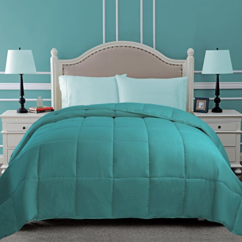 Book Cover SUPERIOR Down Alternative Comforter - Bed Comforter, Medium-Fill Weight, All Season Comforter, Twin, Turquoise
