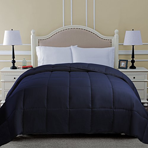 Book Cover SUPERIOR Down Alternative Comforter - Bed Comforter, Medium-Fill Weight, All Season Comforter, Twin, Navy Blue