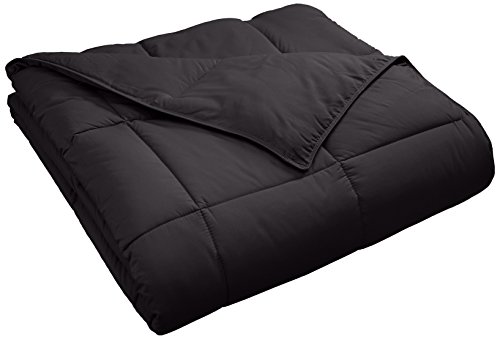Superior Classic All-Season Down Alternative Comforter with Baffle Box Construction, Twin, Black