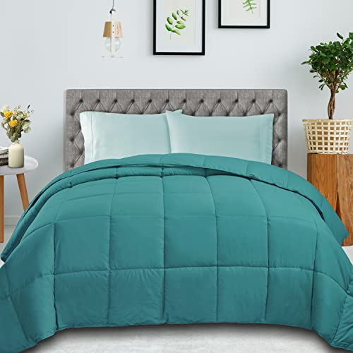 Book Cover SUPERIOR Classic All-Season Down Alternative Comforter with Baffle Box Construction, Warm Filling - King Comforter, Turquoise