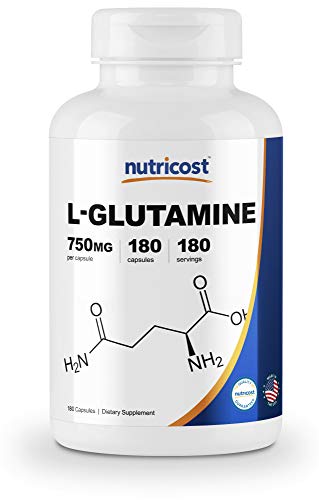 Nutricost L-Glutamine 750mg; 180 Capsules