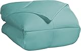 Superior Classic All-Season Reversible Down Alternative Comforter, Comfy, Fluffy, Cozy, Lightweight, Decorative, Duvet Insert, Plush, Oversized Bedding Essential, Box Quilt Design, King, Turquoise